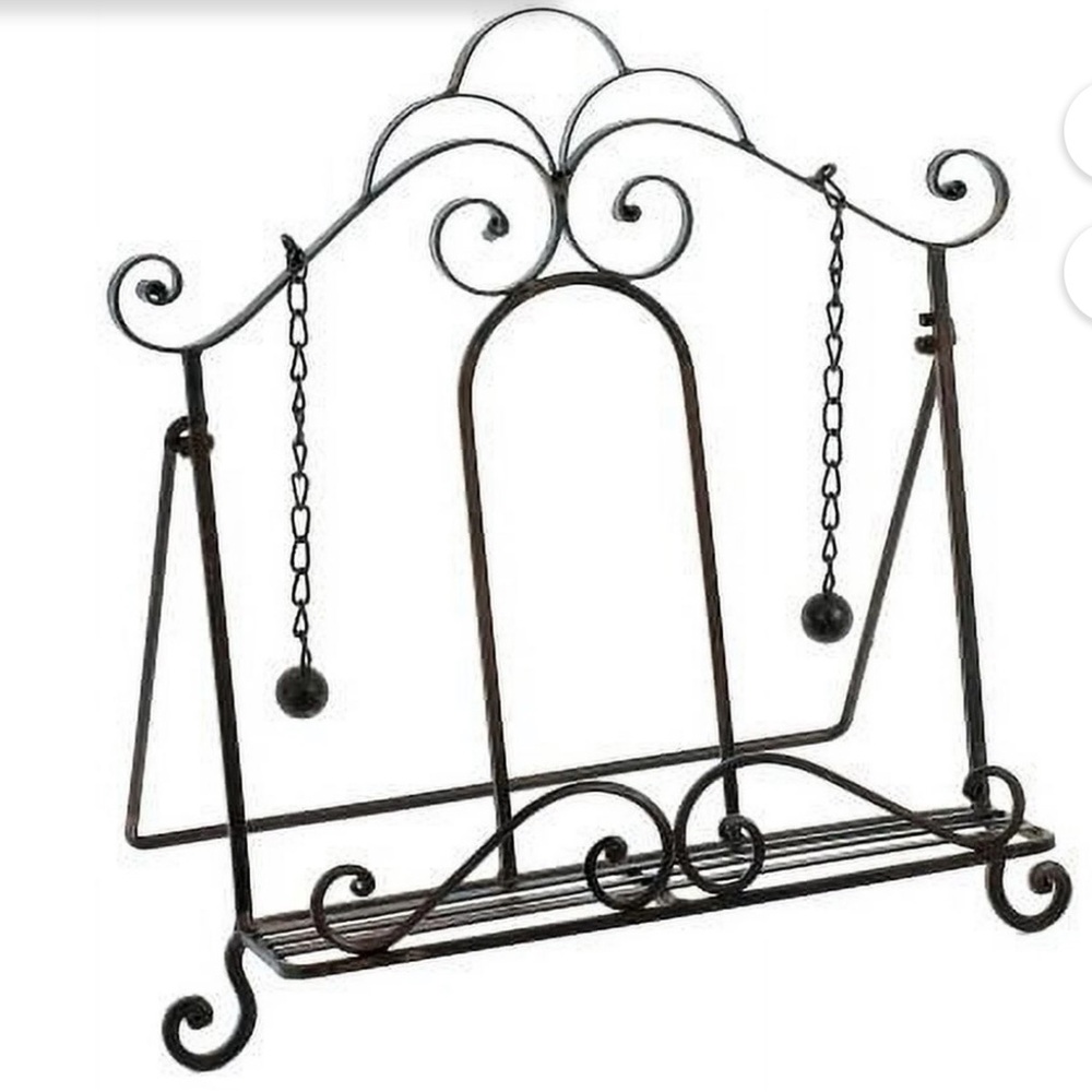 Large Metal Scroll Cookbook
Stand w Weights for Holding Recipe Page in Kitchen